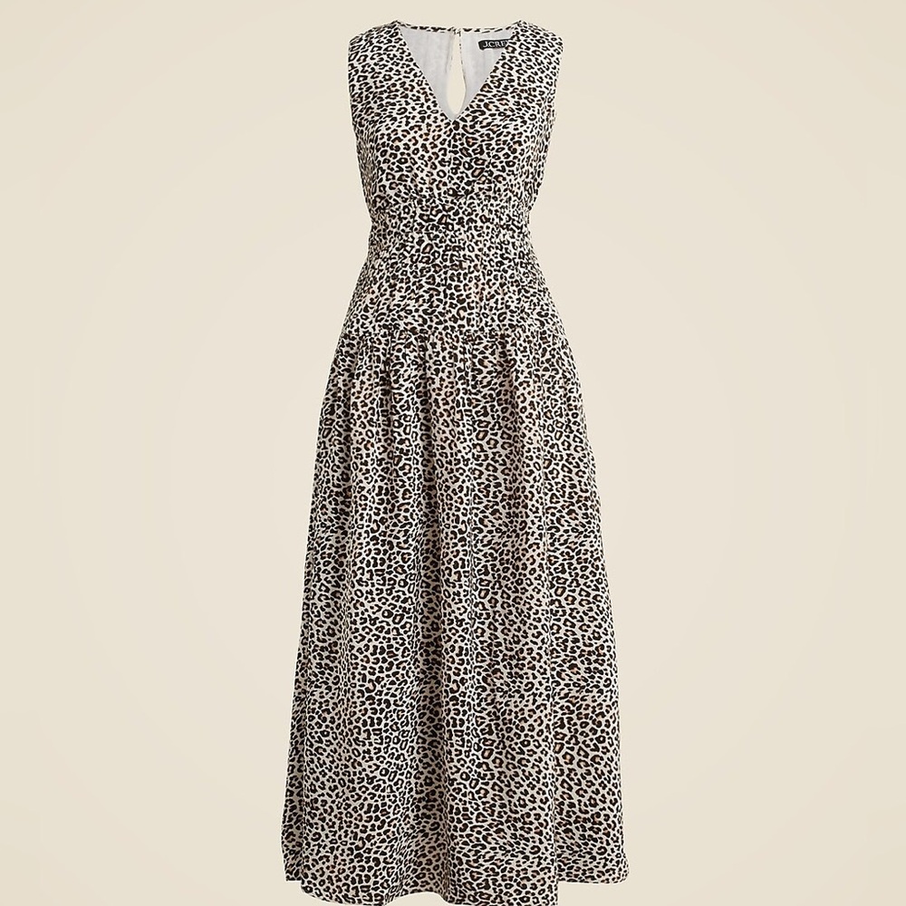 J. Crew Hyacinth Dress in Leopard Crepe de Chine